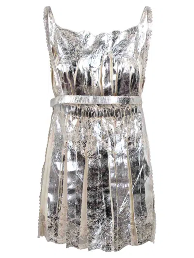 Rabanne Laminate Pleated Satin Top