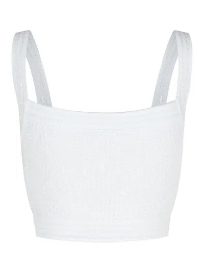 Balmain Cotton Blend Top Button Embellishments In White