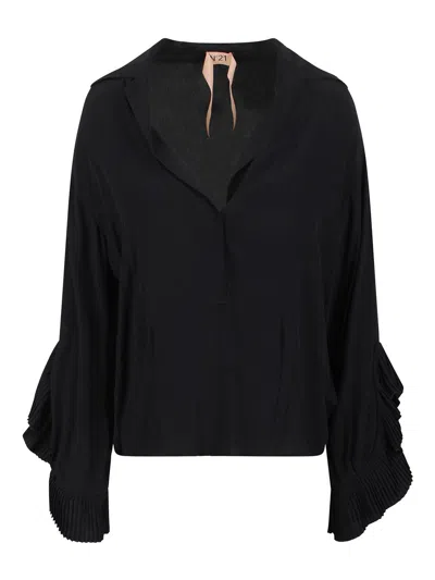 N°21 Blouse With Rippled Detail In Black