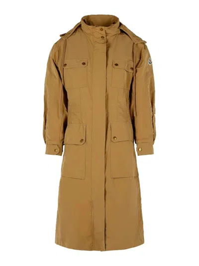 Moncler Nantes Beige Polyester Blend Parka In Multi