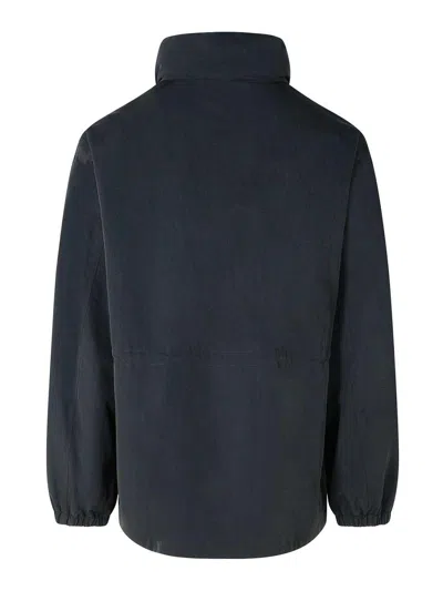 Burberry Black Polyamide Raincoat In Blue