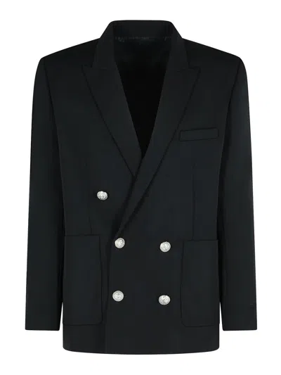 Balmain Black Virgin Wool Blazer In Black