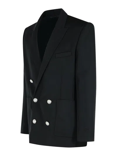 Balmain Black Virgin Wool Blazer In Black