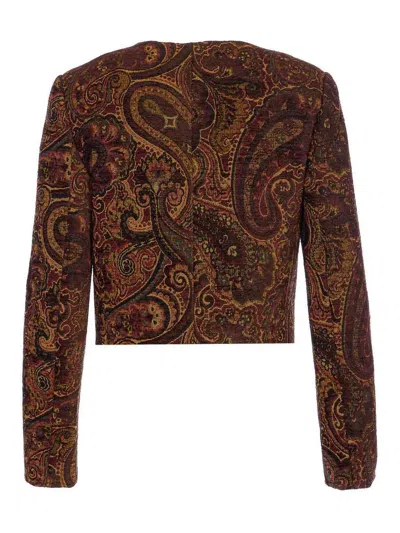 Chloé Jacket In Paisley Pattern Jacquard In Brown