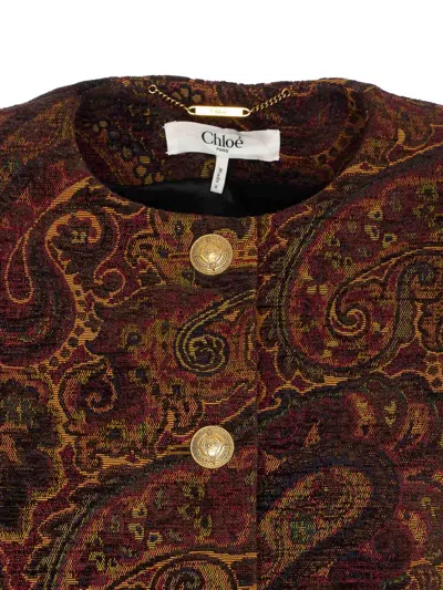 Chloé Jacket In Paisley Pattern Jacquard In Brown