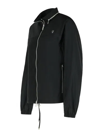 Burberry Cotton Blend Jacket Drawstring Hem In Black