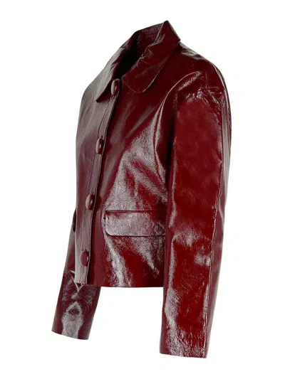 Self-portrait Burgundy Leather Jacket