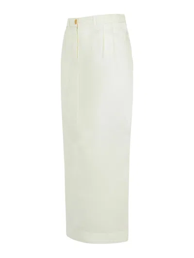 Khaite Lucian White Silk Skirt