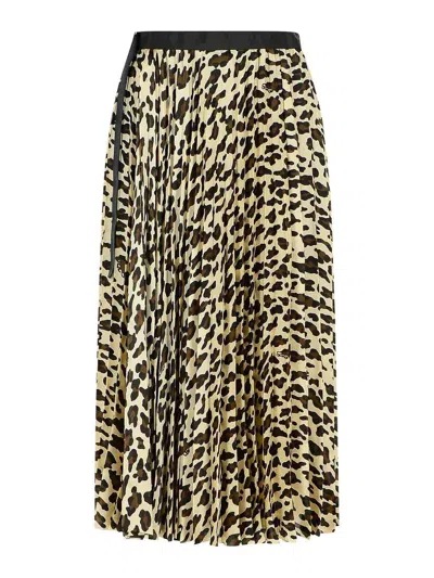 Sacai Asymmetrical Leopard Print Skirt With Adjustable Belt In Animal Print
