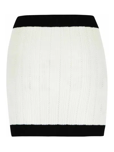 Balmain Mini Skirt In White Viscose Blend