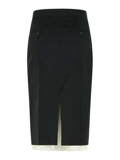 Marni Midi Skirt In Cool Black Virgin Wool
