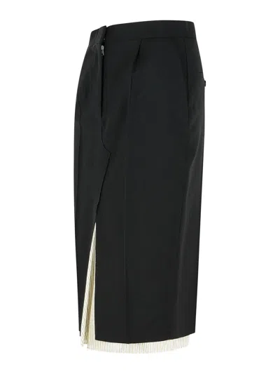 Marni Midi Skirt In Cool Black Virgin Wool