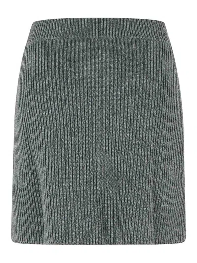 Jil Sander Grey Wool Miniskirt