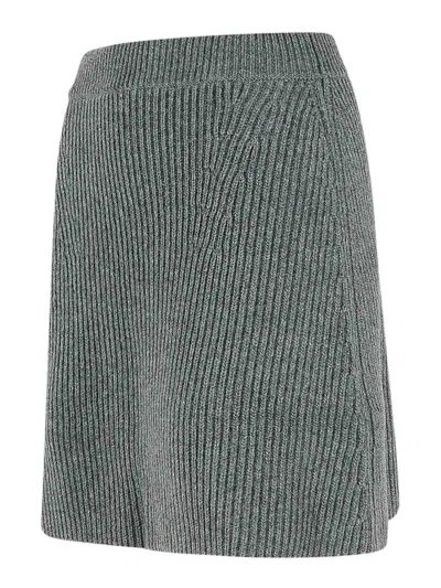 Jil Sander Grey Wool Miniskirt