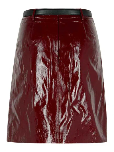 Self-portrait Burgundy Leather Miniskirt