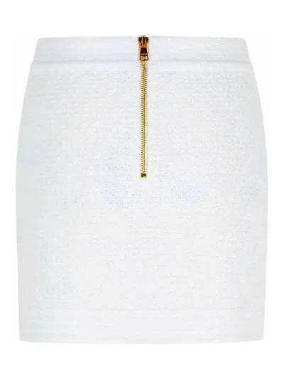 Balmain Cotton Blend Miniskirt Gold-tone Buttons