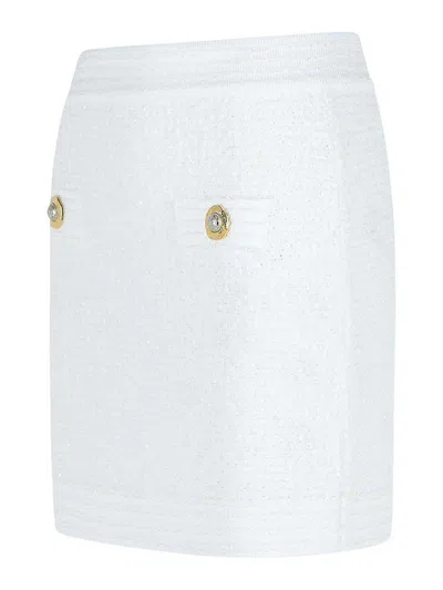 Balmain Cotton Blend Miniskirt Gold-tone Buttons