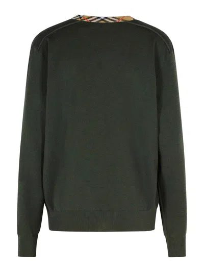 Burberry Michael Dark Green Wool Sweater In Green