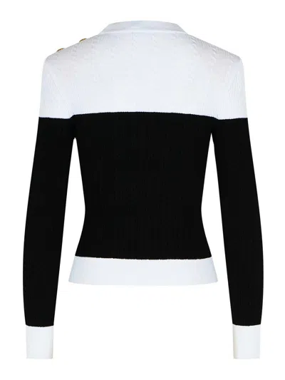 Balmain 3-button Twisted Knit Colorblock Top