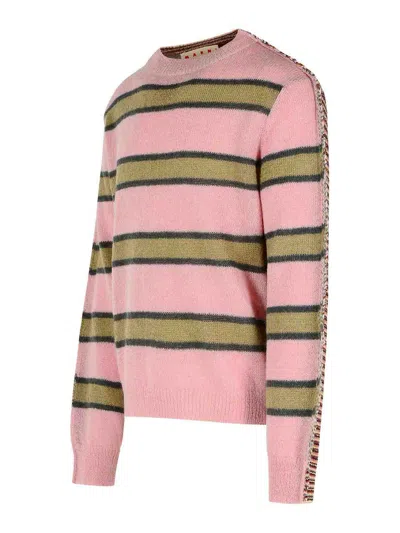 Marni Pink Striped Mohair Sweater