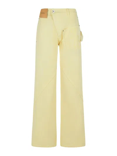 Jw Anderson J. W. Anderson Workwear' Cotton Pants With Yellow Twisted Leg In Yellow