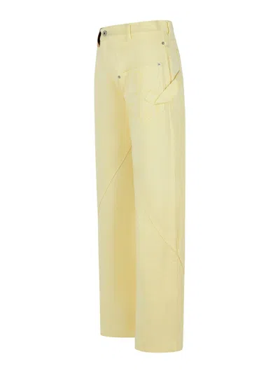 Jw Anderson J. W. Anderson Workwear' Cotton Pants With Yellow Twisted Leg In Yellow