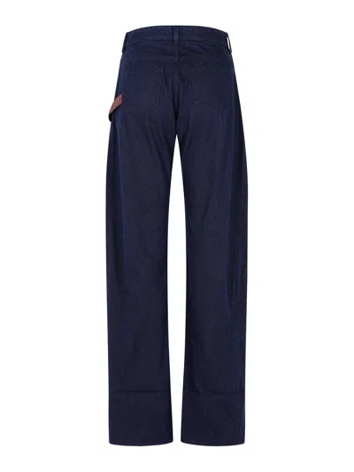 Jw Anderson Workwear Cotton Pants With Blue Twisted Leg In Blue
