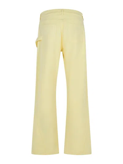 Jw Anderson Workwear Cotton Pants With Yellow Twisted Leg In Yellow