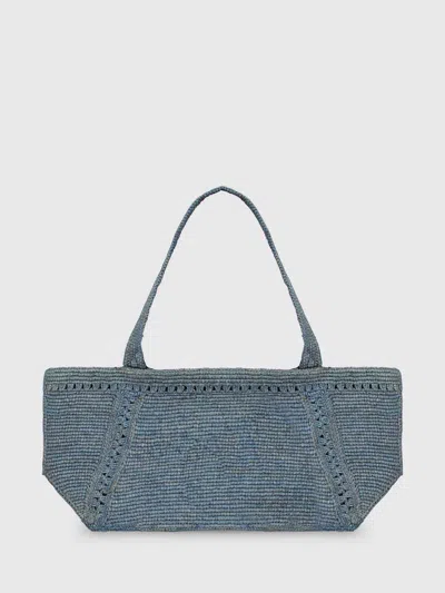 Patou Large Trapezio Tote With Jp Monogram In Rafia