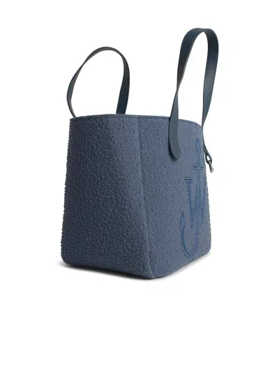 Jw Anderson Belt Tote Blue Boiled Wool Shoulder Bag In Blue