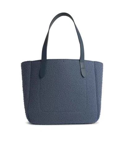 Jw Anderson Belt Tote Blue Boiled Wool Shoulder Bag In Blue