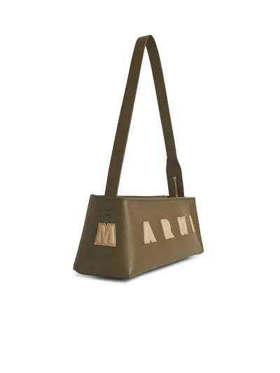 Marni Museo Baguette Bag In Green Leather In Brown
