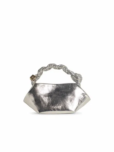 Ganni Bou Mini Bag In Silver Leather Blend