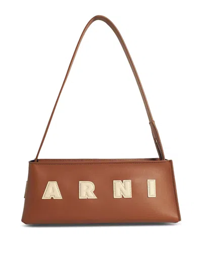Marni Museo Hobo Leather Shoulder Bag In Brown