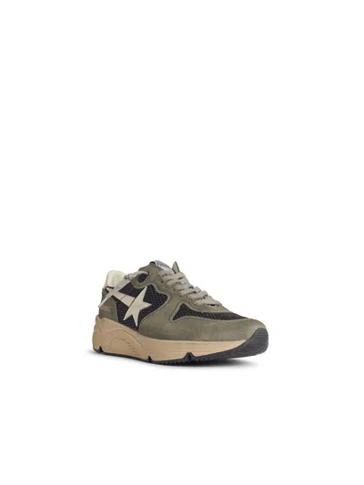 Golden Goose Running Sole In Green Suede In Brown