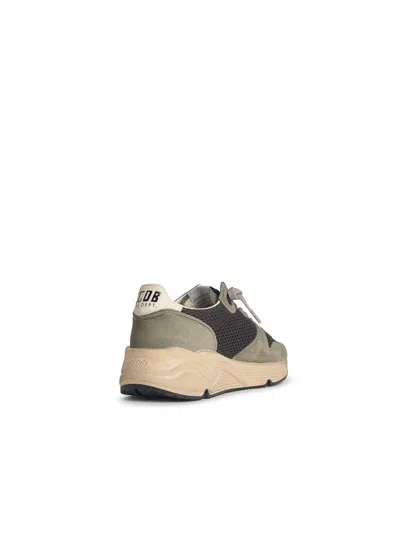 Golden Goose Running Sole In Green Suede In Brown