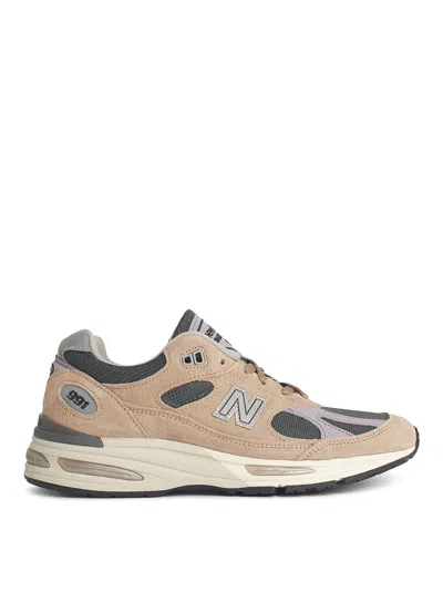New Balance 991 Beige Suede Blend Sneakers