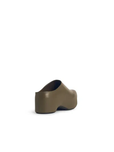 Marni Chunky Leather Platform Clog Sabots In Green
