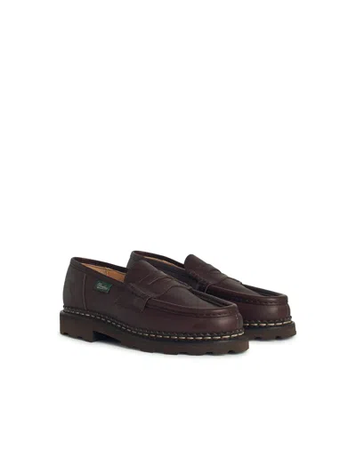 Paraboot Leather Reims Penny Loafers In Brown