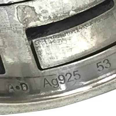 Pre-owned Hermes Pink Silver Lacquer Silver 925 Band Ring ()