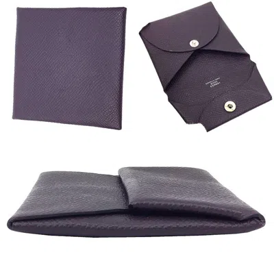 Pre-owned Hermes Purple Raisin Epsom Leather Coin Purse/coin Case ()