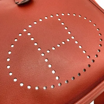 Pre-owned Hermes Red Color Rouge Vif Taurillon Clemence Leather Shoulder Bag ()