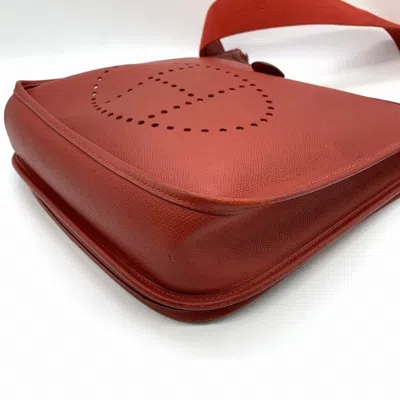 Pre-owned Hermes Red Color Rouge Vif Taurillon Clemence Leather Shoulder Bag ()