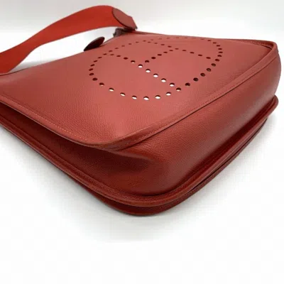 Pre-owned Hermes Red Color Rouge Vif Taurillon Clemence Leather Shoulder Bag ()