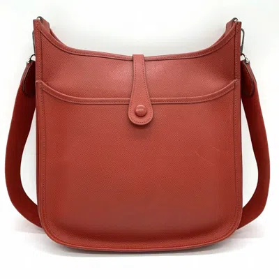 Pre-owned Hermes Red Color Rouge Vif Taurillon Clemence Leather Shoulder Bag ()