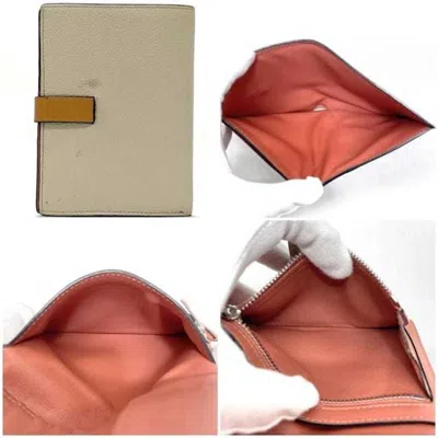 Pre-owned Loewe Beige Camel Salmon Pink Leather Wallet (bi-fold) () In Multi