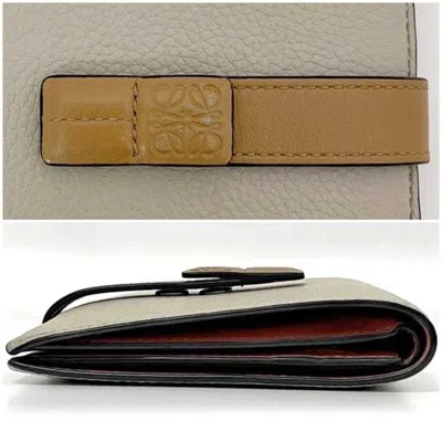 Pre-owned Loewe Beige Camel Salmon Pink Leather Wallet (bi-fold) () In Multi