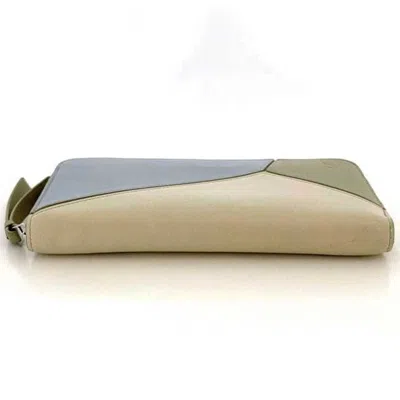 Pre-owned Loewe Beige Light Blue Leather Long Wallet (bi-fold) () In Multi