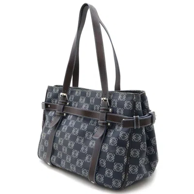 Pre-owned Loewe Dark Brown Light Blue Navy Pvc Leather Shoulder Bag Tote Bag ()