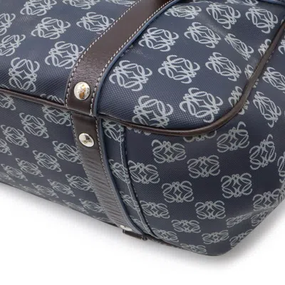 Pre-owned Loewe Dark Brown Light Blue Navy Pvc Leather Shoulder Bag Tote Bag ()